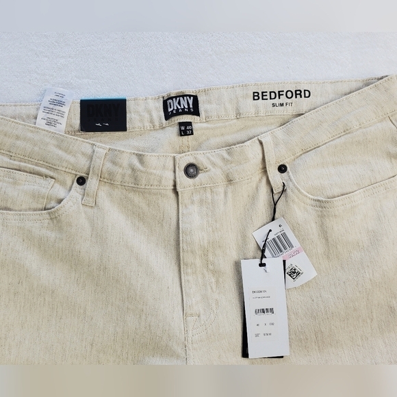 DKNY BEDFORD STRETCH SLIM STRAIGHT LEG BEIGE MEN'S SIZE 40 - Picture 3 of 13
